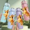 1PC Dancing Dog Music Cartoon 750ml Color Plastic Sports Water Bottle Leakproof Flip Straw Lid Suitable for Sports Office Home Use