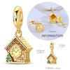 Genuine Copper Charms Beads Openable Gold Cuckoo Clock Pendants Fits Genuine Bracelet Necklaces DoItYourself Accessories