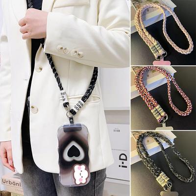 Long Mobile Phone Lanyard Woven Hanging Strap for Outdoor Mountaineering Women Phone Crossbody Shoulder Strap Keychain