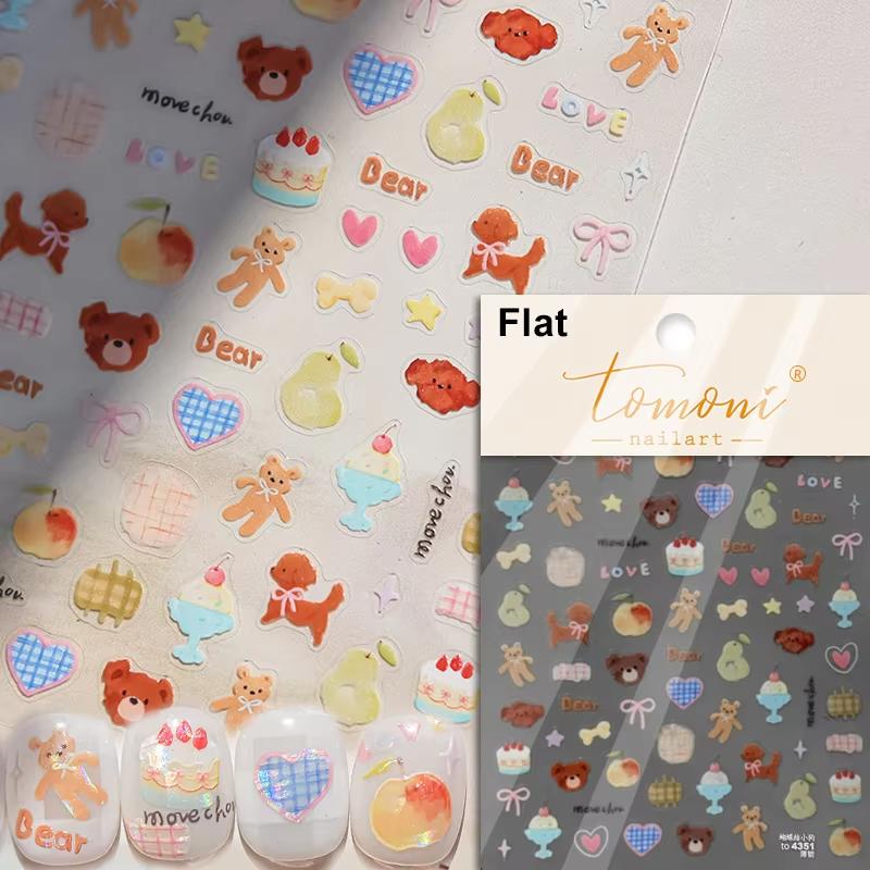 Lovely Strawberry Rabbit Cartoon 5D Embossed Reliefs Self Adhesive Nail Art Decorations Stickers 3D Manicure Decals