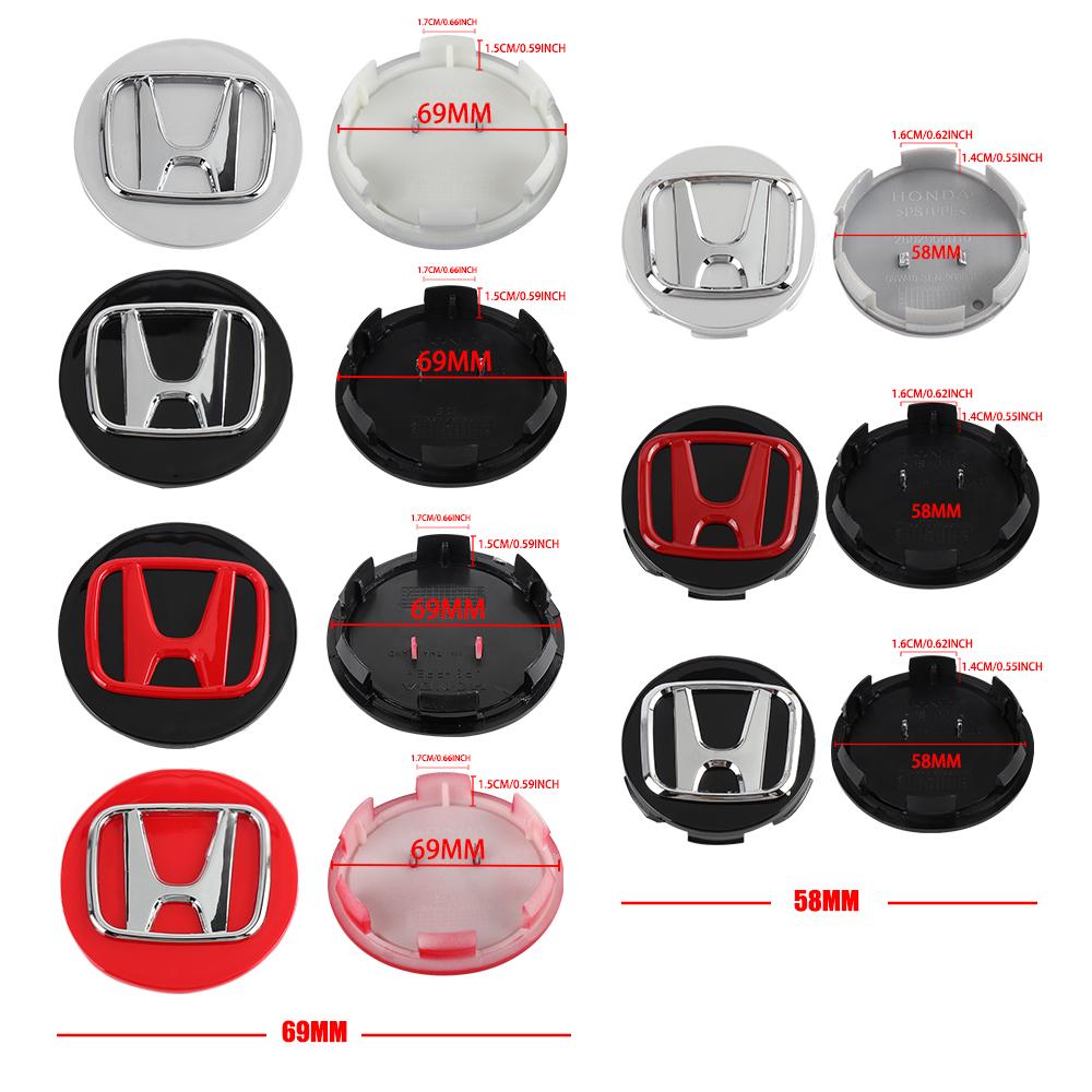 4Pcs 56/58/60/69MM For Honda Civic Jazz Adv 150 INSPIRE XR-V CR-V UR-V Fit Type R Car Wheel Center Hub Caps Covers Accessories