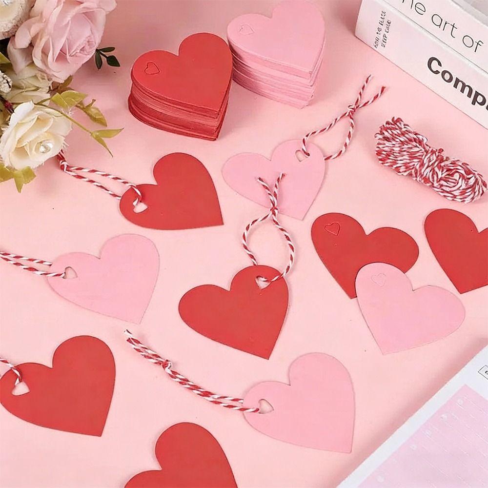 100pcs DIY Heart Shaped Cards Heart Shape Blank Gift Hanging Tag Party Wedding Crafts