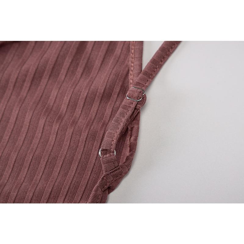 Spring Women's Solid Color Slim-fit Knitted Sexy Suspender Wrap Hip Dress