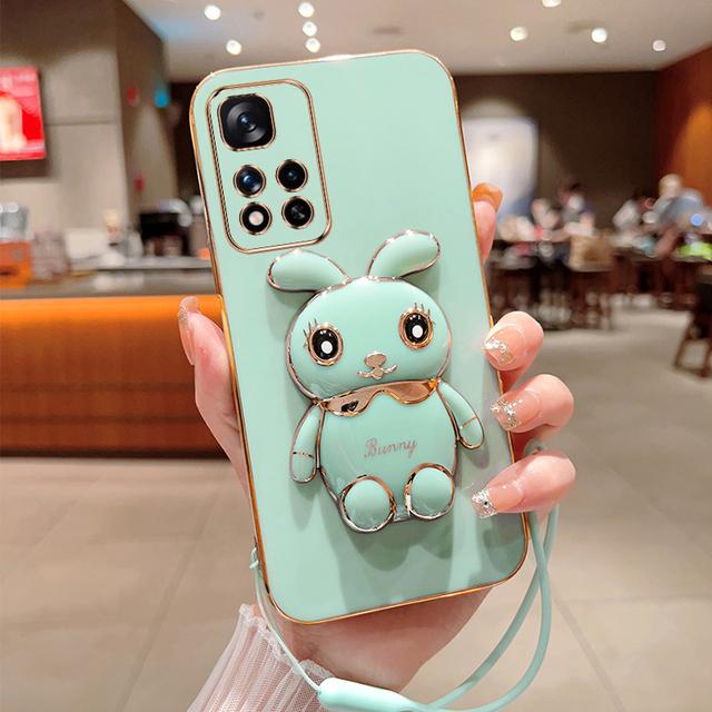 Rabbit Folding Stand Case For Xiaomi Redmi Note 12 11 10 10S 9 10C 9A Mi 12T 12 11 11T Lite Poco X4 X3 Pro Plating Holder Cover