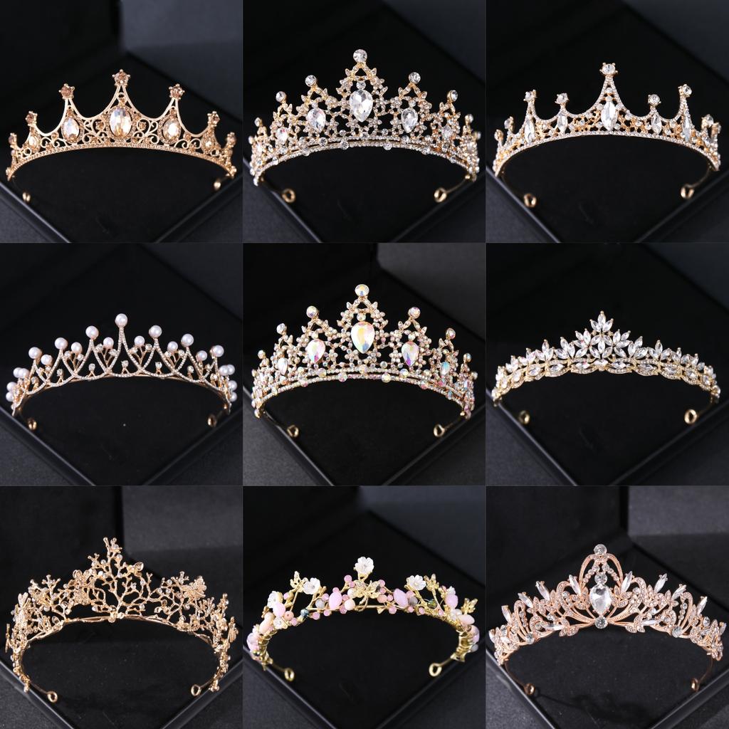 Gold Color Crystal Tiaras and Crowns Headband for Women Party Rhinestone Bridal Wedding Hair Accessories Jewelry Crown Tiara