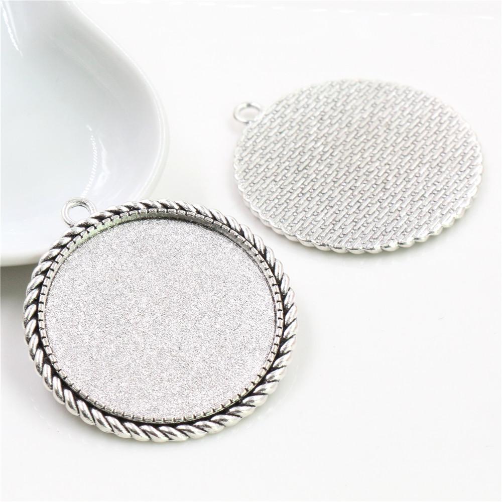 5pcs/lot 35mm Inner Size Antique Bronze and Silver Colors Plated Vintage Baroque Style Cabochon Base Setting Charms Pendant