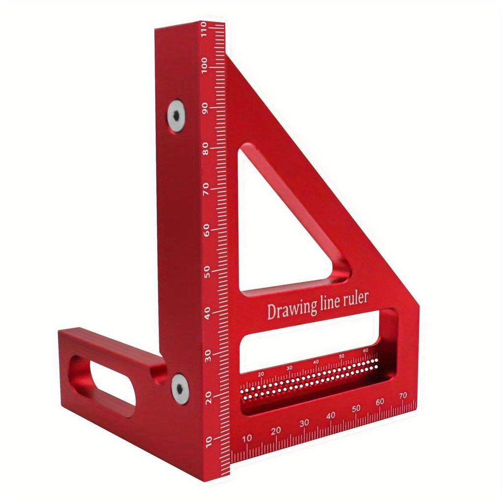 Carpenter Square Aluminum Alloy Miter Triangle Ruler Precision Hole Scriber Woodworking Square Protractor 45/90 Degree Layout