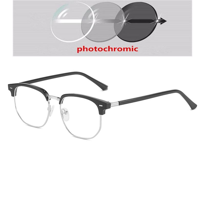 Eyebrow Frame Student Myopia Eyeglasses Finished Women Men Half Frame Square Short-sight Eyewear Prescription 0 -0.5 -0.75 To -6.0