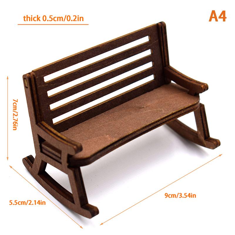 1/12 Dollhouse Mini Table Chair Dolls House Rocking Chair Dollhouse Furniture Accessories For Kids Pretend Play Toy