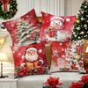 Christmas Decoration Pillowcase Red Santa Claus Snowman Pillow Cover Sofa Cushion Cover Home Decoration New Year Gift Short Plus
