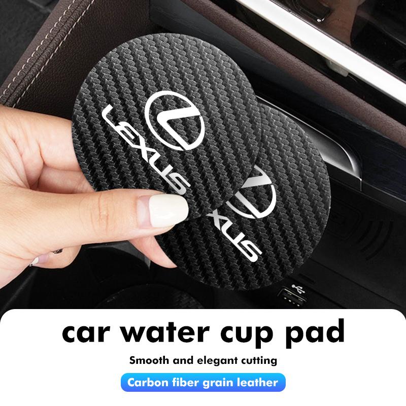 2026 Hot Interior Stickers 2Pcs Car Coaster Water Cup Anti-slip Pad Mat For Lexus UX250h RX450h RX300 GX470 CT200h RX400h NX300h MC1