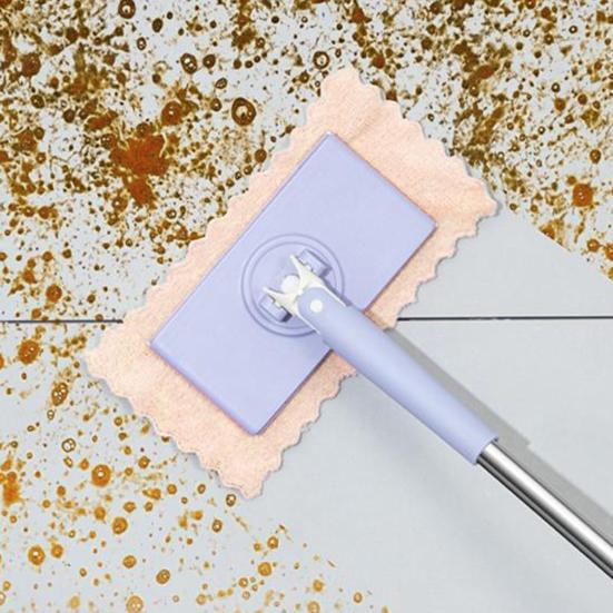 Automatic Cloth Clamp Mop with Rag 360 Degree Rotating Extended Mop Dry/Wet Dual-Purpose Household Cleaning Mop
