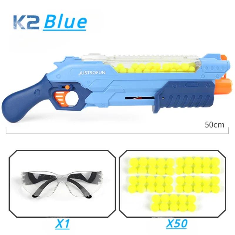 K2 Soft Bullets Lanceur de Balles en Mousse pour Pistolet à Fléchettes Manuel Haute Capacité Lancement de Balles TPE Jouet Pistolet Coloré à Tir Continu Accessoire de Jeu Cs d'Extérieur