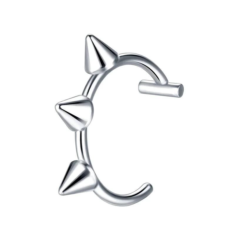 1 Stück Edelstahl Fake Nasenring Hoop Septum Ringe C-Clip Lippenring Ohrring Fake Nasenpiercing Damen Körperschmuck Nicht durchbohrt CLE