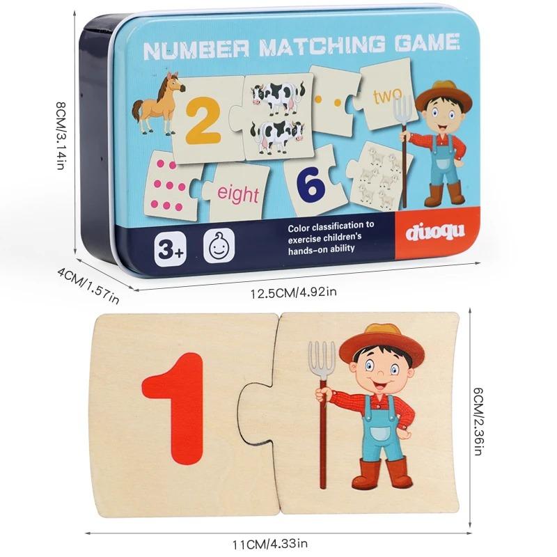 Interactive Wooden Learning Toy – Fun Animal & Number Matching Game for Shape Recognition & Early Math Skills, Ideal for Kids