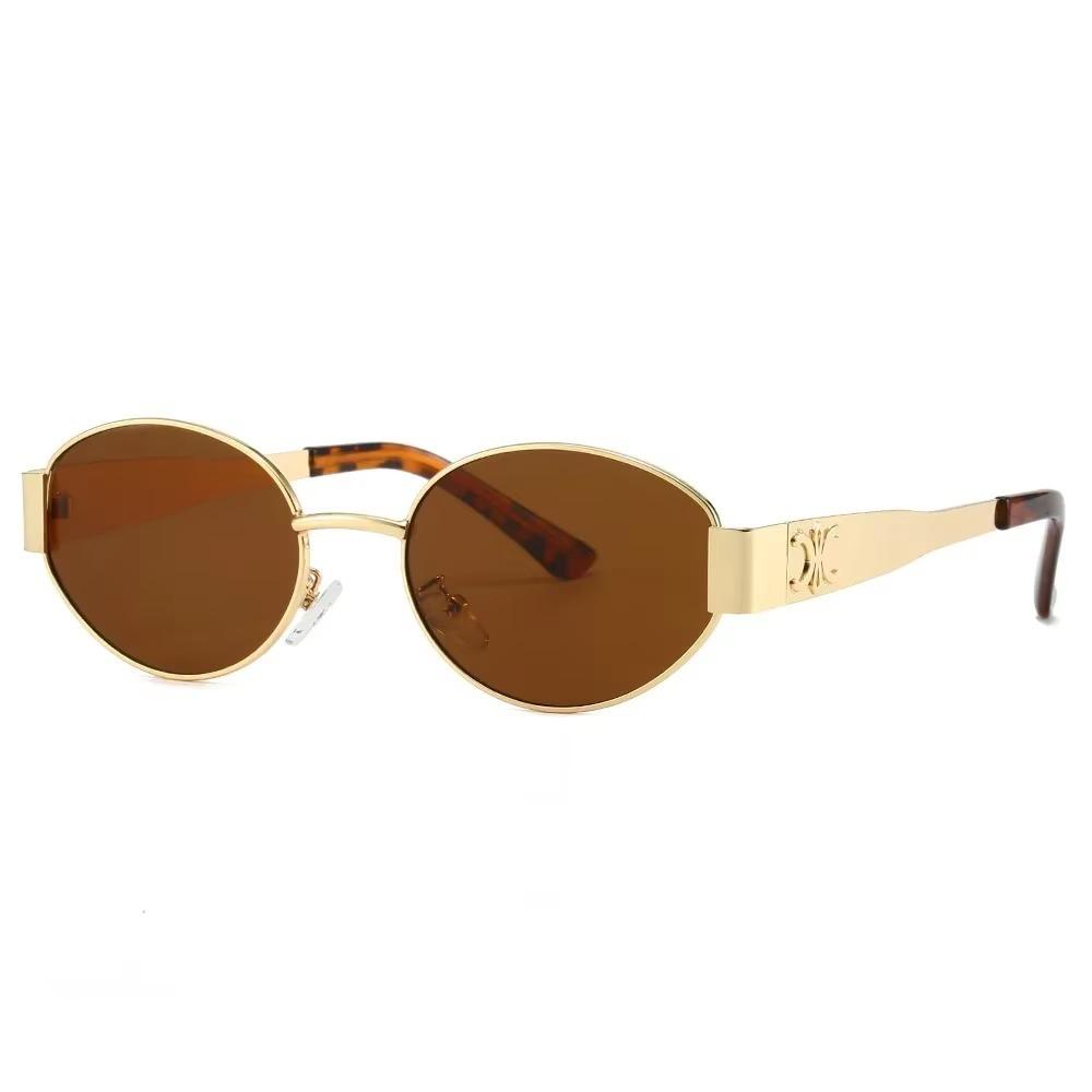 Premium Luxury metal men's and women's sunglasses unisex designer fashion sunglasses oval shaped unisex fashion glasses
