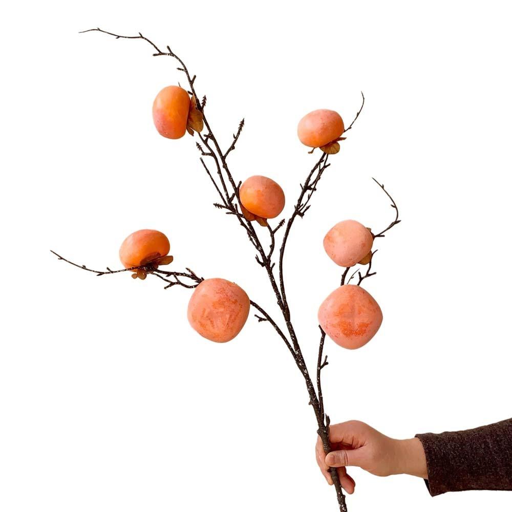 Handmade Simulation Persimmon Fruit 3/5/7 Heads Artificial Fruits Branches Fake Plants New Year