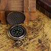 Boussole Antique Lumineuse Précise Cadran Rotatif Métal Couvercle Rabattable Boussole de Poche Vintage pour Camping Randonnée