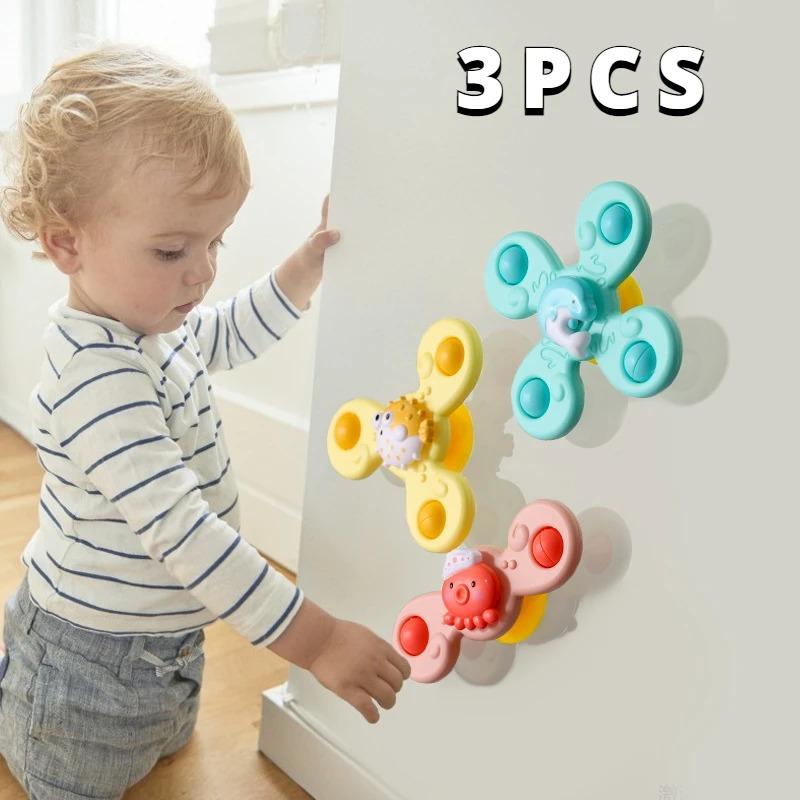 3 ks/sada Detské hračky do kúpeľa Vtipné kúpanie Sucker Spinner Prísavka Kreslené hrkálky Fidget Vzdelávacie hračky Pre deti Darček pre chlapcov