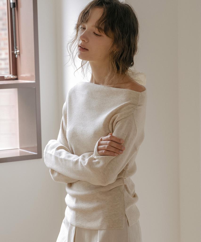 TILL I DIE Cowl Draped Knit Top [Tifa06Sw08]_Oatmeal
