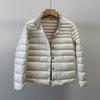 Leichte kurze Daunenjacke für Damen mit Stehkragen, 90 % weiße Entendaune, warme Oberbekleidung für den Winter
