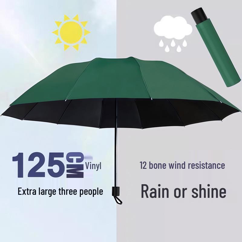 Durable 12-Rib XL Folding Umbrella for Men & Women - UV Protection, Sunshade & Rain Shield