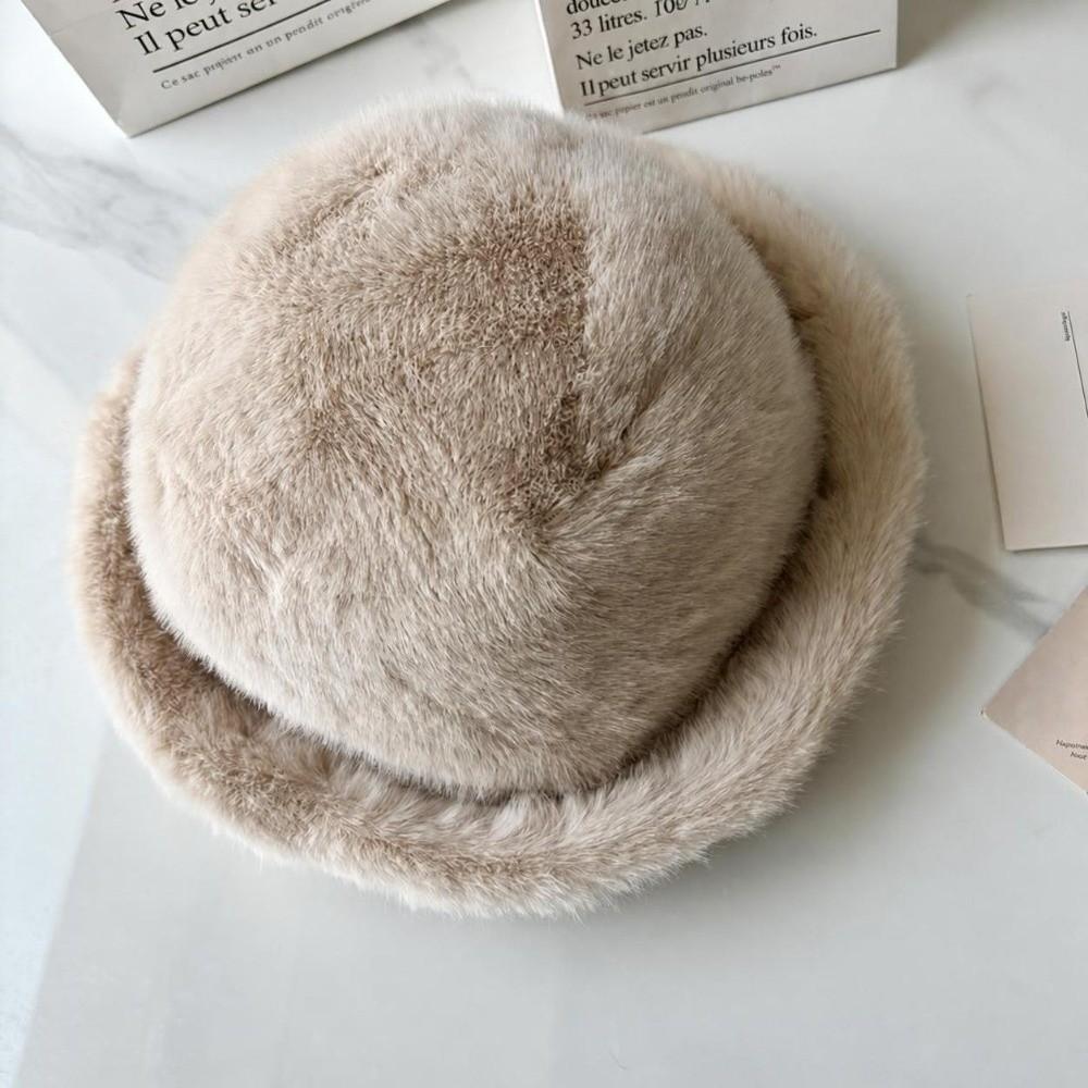 Windproof Winter Fisherman Hat Thick Furry Beanies Hat Soft Fur Bucket Hat Winter