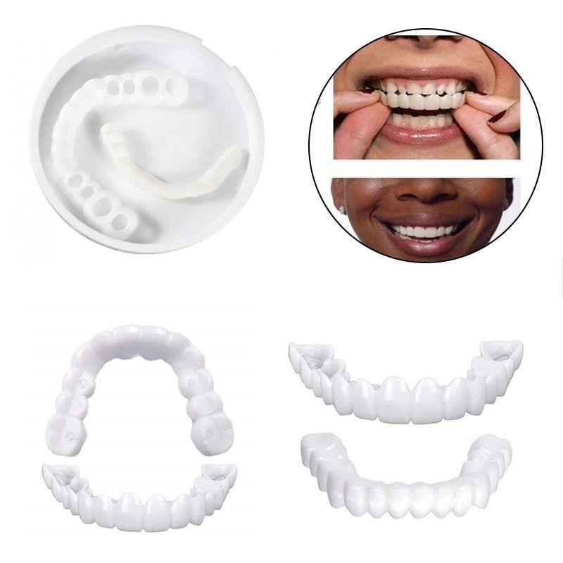 Fake On Snap Teeth Upper Lower Dental Veneers Denture Tooth Cover Set Simulation