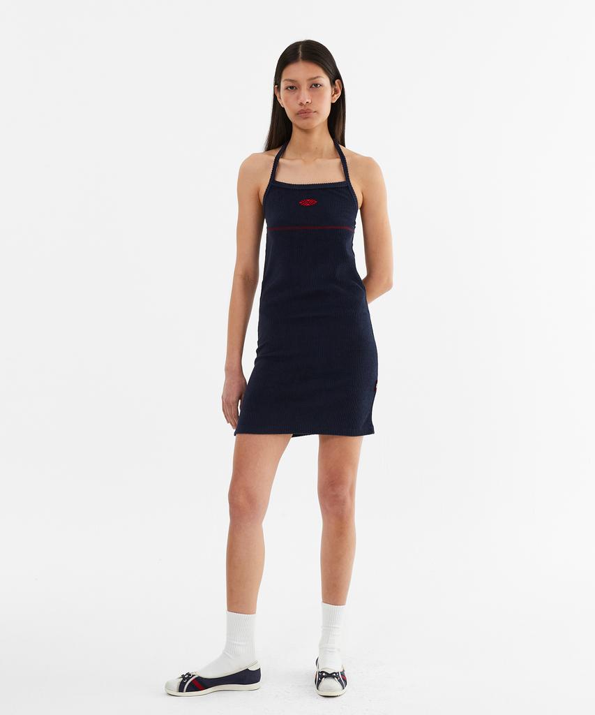 Minasu Slim Fit Halter Neck Terry Onepiece_Navy