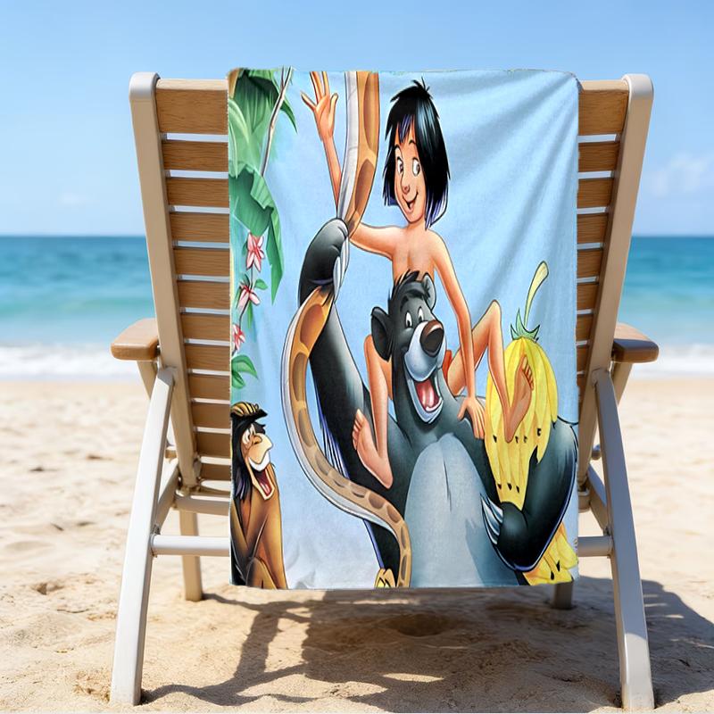 Proof strandlaken met een The Jungle Book patroon - zacht, absorberend, sneldrogend, machinewasbaar - perfect voor zwemmen, kamperen, baden