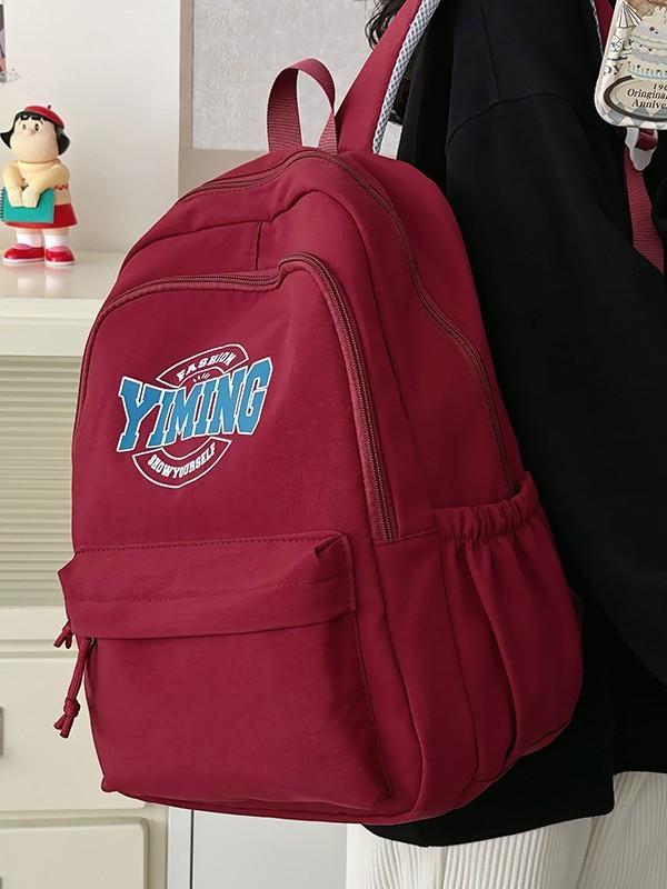 Womens And Mens Nylon Backpack With Function And Letter Design For School And Daily Use
