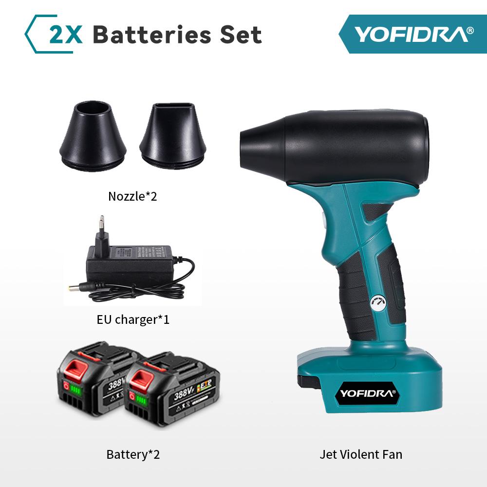 Yofidra Brushless Electric Turbo Blower Jet Fan 4 Gears Violent Car Dryer Handheld Dust Air Gun Blowing for 21V 18V Battery