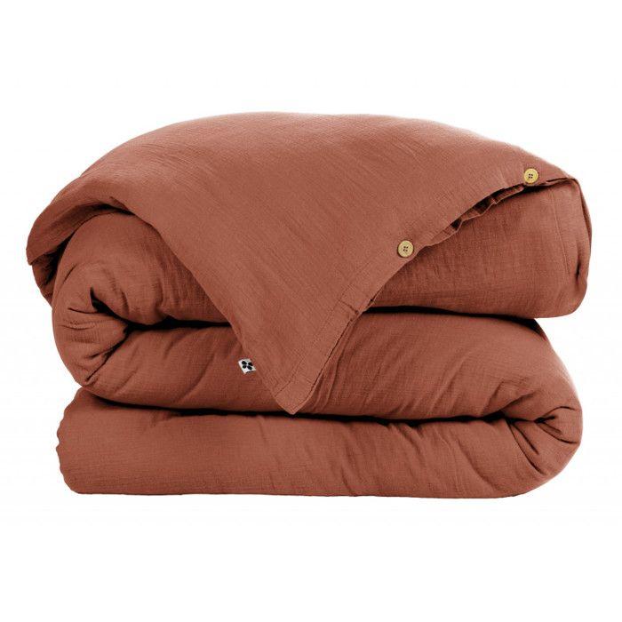 "Gaïa" Duvet Cover All Sizes "Cotton Gauze" - 200x200 - Gaïa Terracotta