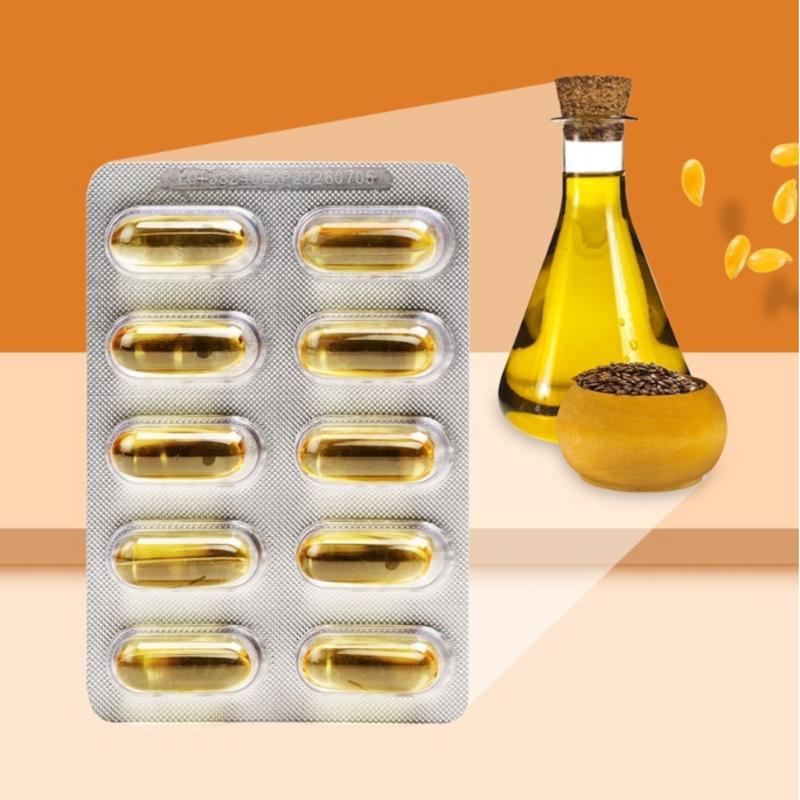 Nature Max Vegetable Flaxseed Oil 1100 Linolenic Acid Gold Capsule Pills Cold Pressed Extraction, 60 Tablets, 2 Pieces