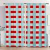 Set Of 2 Classic Curtains Red White Checkered Pattern Fresh Light Blue Background Clean Lines Refined Quality Curtain Polyester