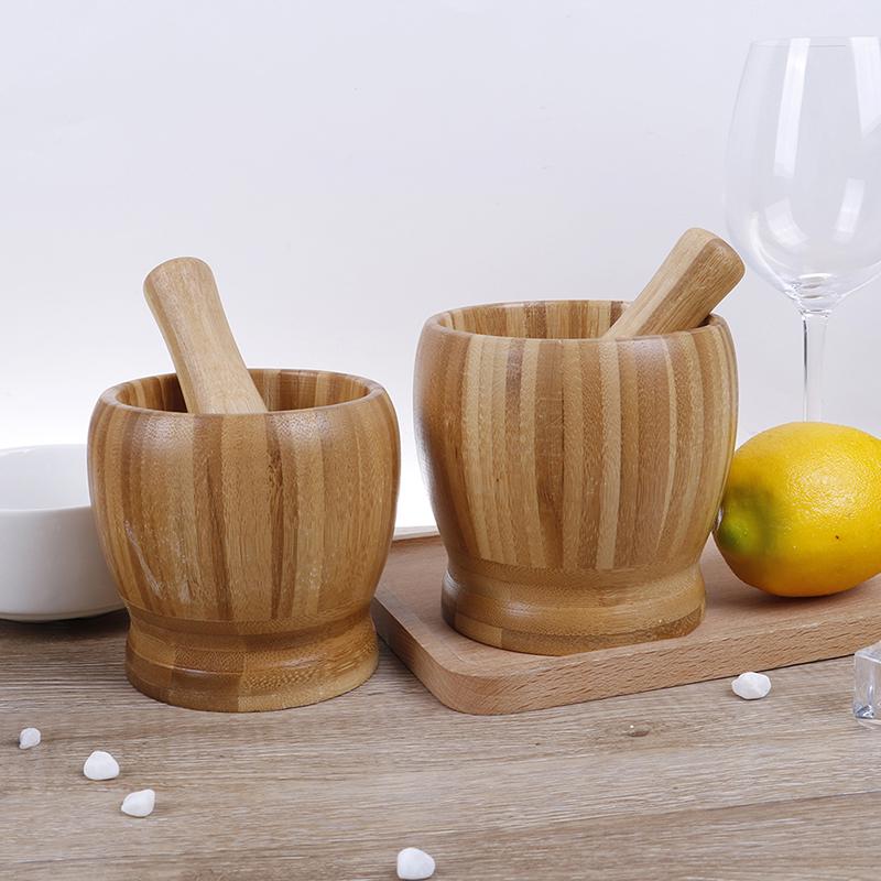 Wooden Mortar And Pestle Set Garlic Pugging Pot Herb Mill Crusher Grinding Bowl