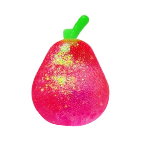Shapeable Glitter Pear Squeeze Toy Stress Relief Transparent Pear Squeeze Toy Slow Rising Decompression Fruit Sensory Fidget Toy
