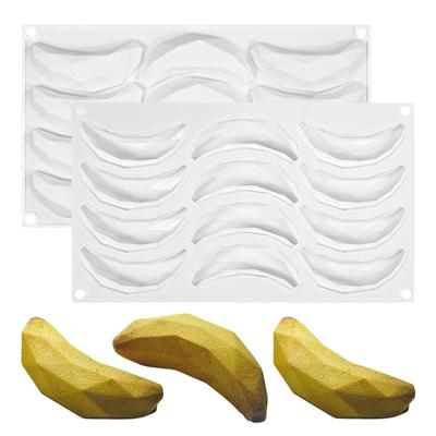 Molde de Silicona para Plátanos de 12 Cavidades Molde para Fondant Chocolate Mousse Pastel Herramientas para Hornear