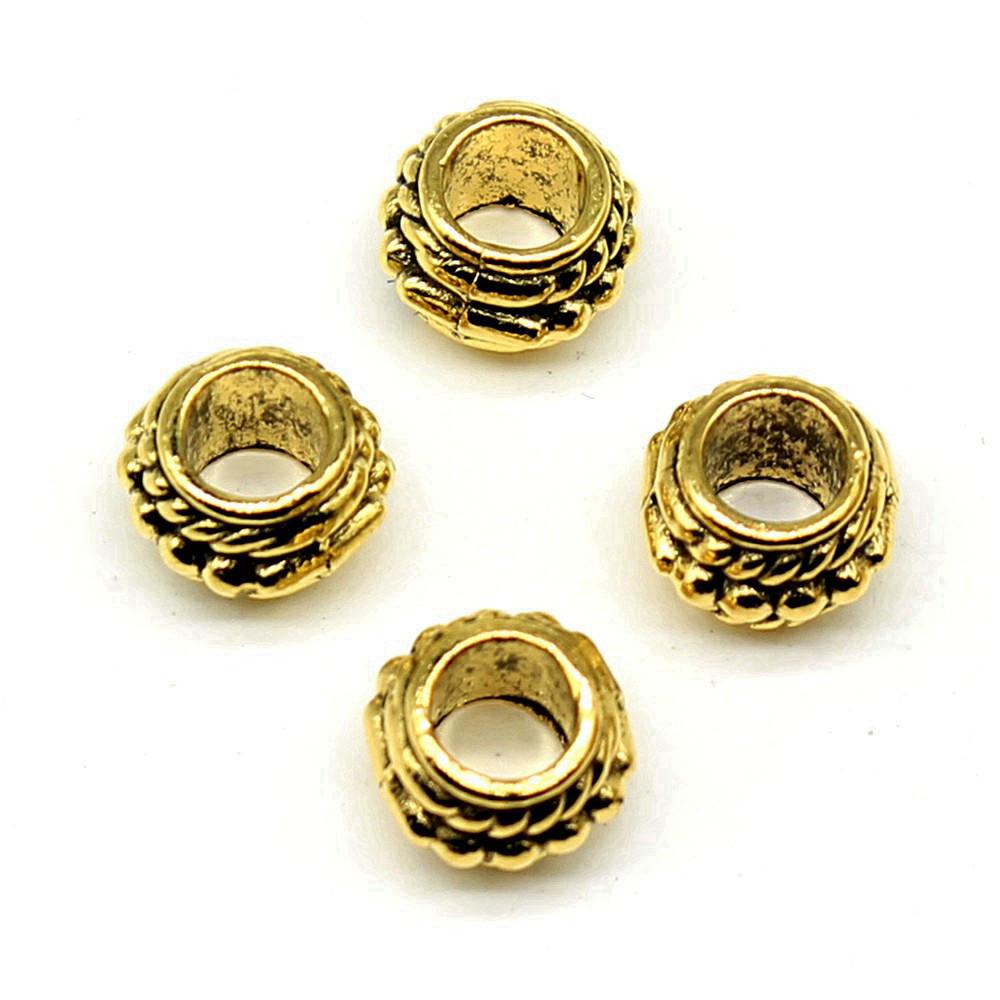 Multi Color Spacer Beads Ornate Metal Big Hole Beads For Jewelry Projects