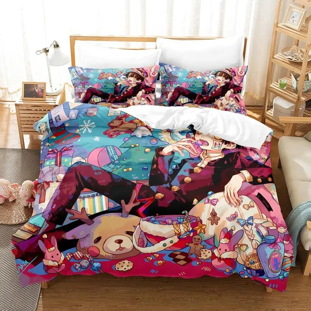Parure de lit imprimée en 3D avec housse de couette et motif Hanako-kun, motif animé, pour lit double, pour adultes et enfants
