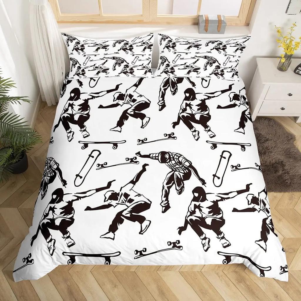Red Rose Skull Bedding Duvet Cover Set 3D Floral Skull Printed Duvet Cover With Zipper,Soft Microfiber Gothic Decor Bedding Set