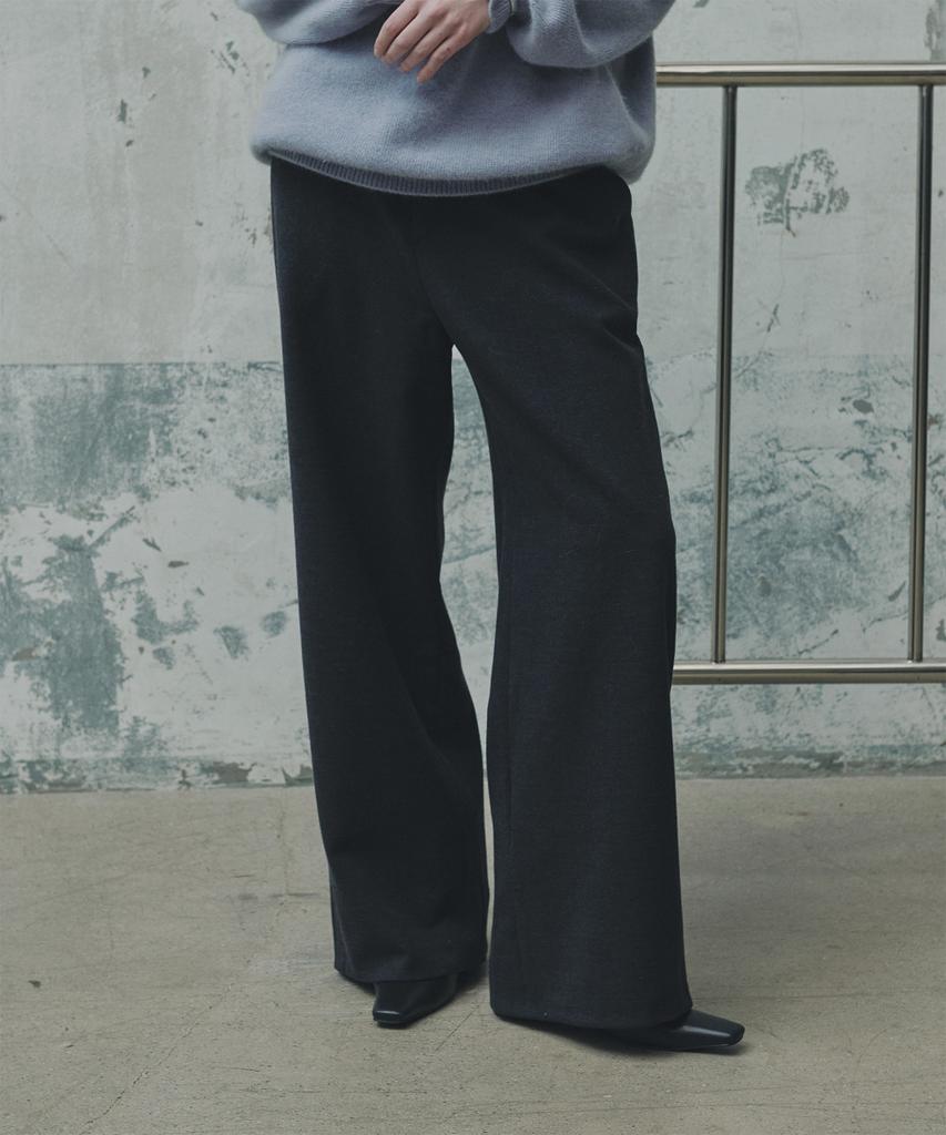 FROMWHERE Winter Wool Elastic Pants_Navy Black
