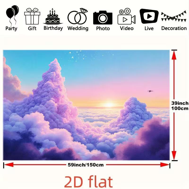 2D Traumhafter Himmel Hintergrund Rosa Lila Zuckerwatte Wolken bei Sonnenuntergang Fotografie Hintergrund