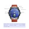 Oulm Leisure Trend Men's Quartz Watch Large Dial Compass Multi Time Zone Watch