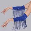 Performance Stage Latin Dance Fringed Sleeves Drilling Rhinestone Flash Fringe Tassel Gloves Latin Dance Costumes Solid Color