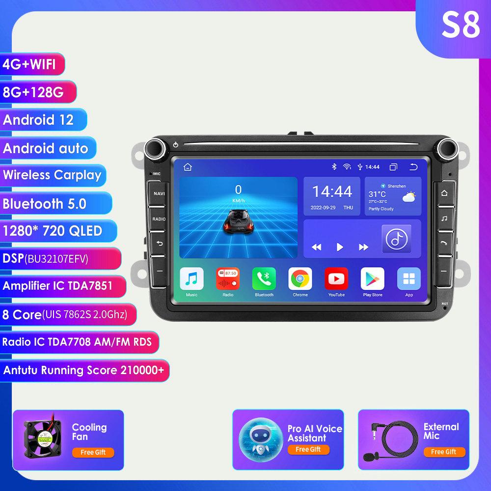 Car Radio Hizpo 8 Inch Android AutoRadio for Volkswagen VW Passat B6 B7 CC Tiguan Touran Golf Polo Skoda Seat Carplay Multimedia GPS 2din Audio Video