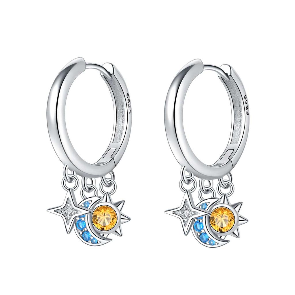 925 Silver Inlaid Zircon Butterfly Earrings Insect Element Design Women's Fashion Party Jewelry Gift Ear Loops