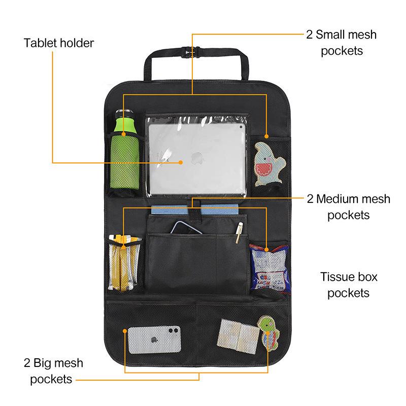 New Universal Car Seat Back Organizer with Touch Screen Tablet Holder Car Backseat Storage Bag Multi-Pocket Car Seat Organizer