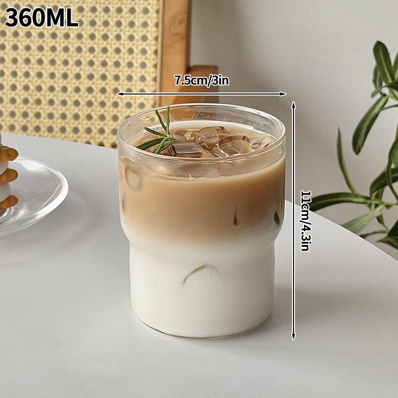 Glass Cups Cold Iced Coffee Mug Transparent Drinking Glasses Coffee Mug Cute Glass Cups Desk Accessorie Aesthetic Cocktail Cup