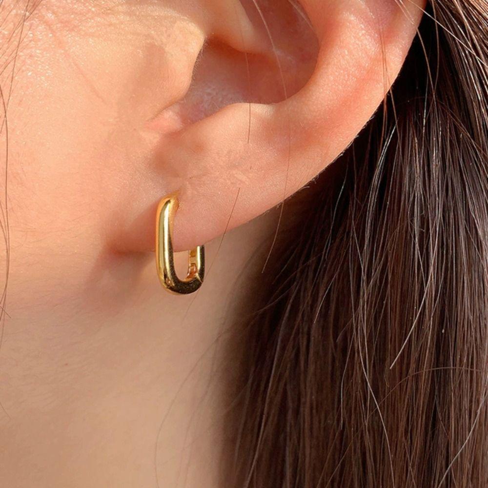 Copper Geometric Line Elliptical Earrings Gold/Silver Vintage Square Statement Earrings Women